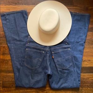 vintage orange tab high rise bell bottom jeans